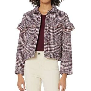 Jack by BB Dakota Plaid Tweed Ruffle Jacket